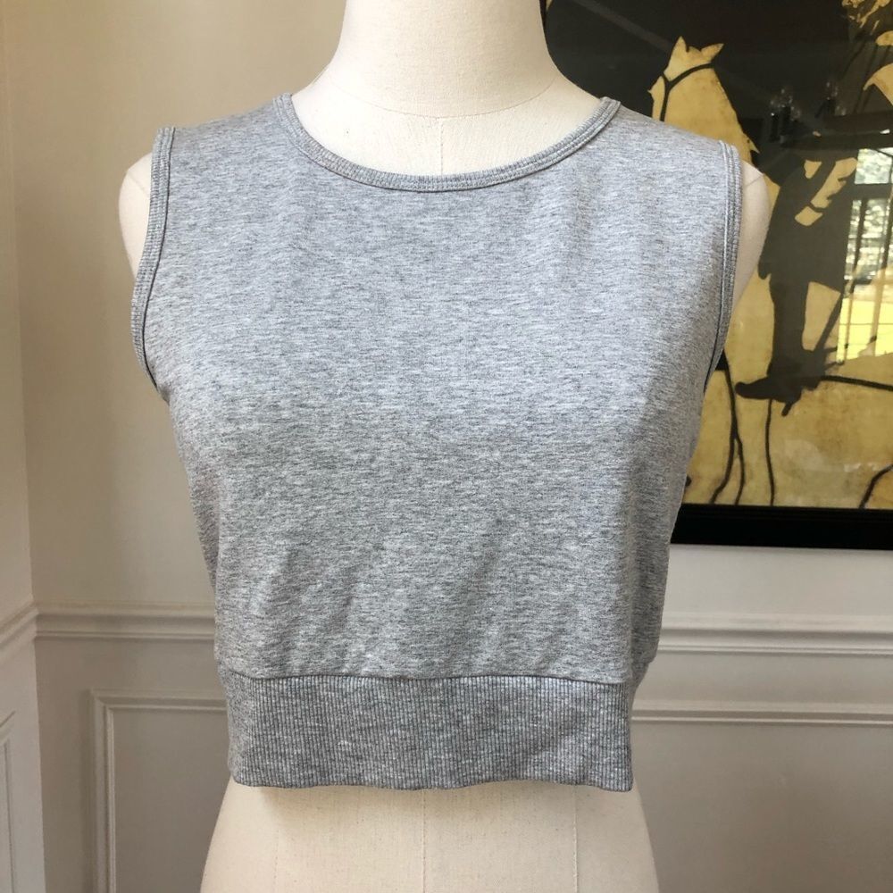 Bailey 44 Grey French Terry Crop Tank Top M